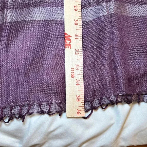2/$30 Pashmina Style Scarf Shawl Plum Purple Wrap Cover Up OS Fringe Paisley - Picture 5 of 6